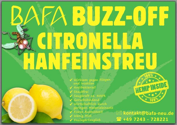 BAFA Hanf-Einstreu Citronella - Hemp bedding Citronella